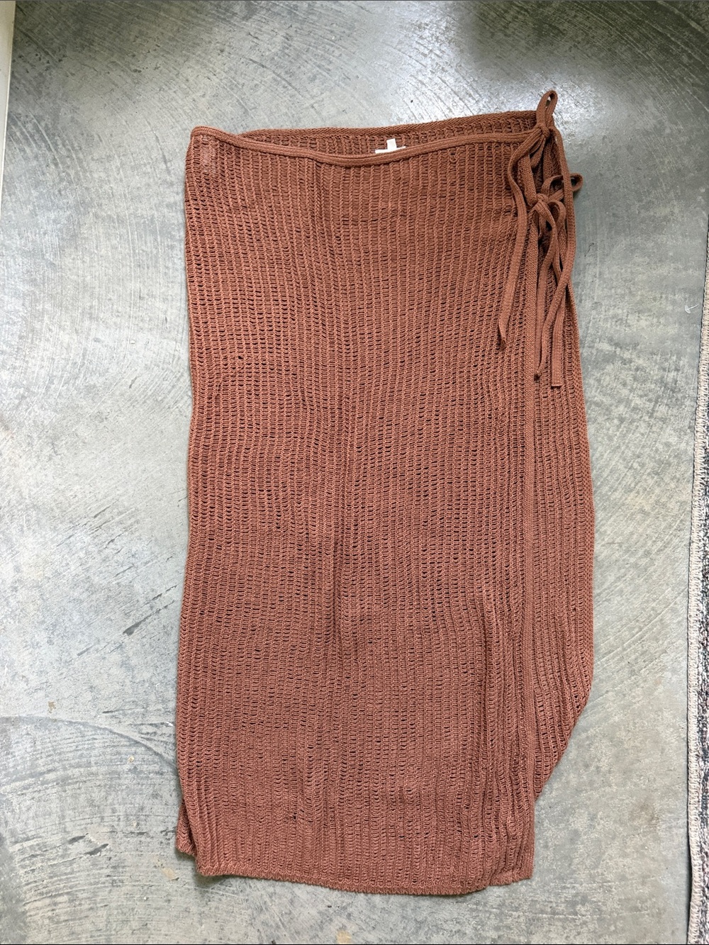 aerie Rust Brown Knit Side-Tie Midi Skirt/Coverup